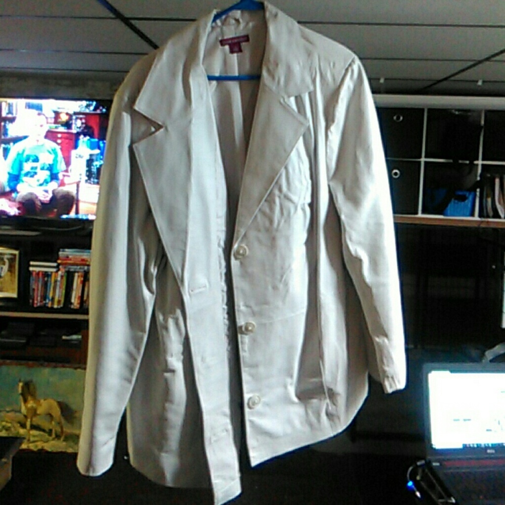 Jessica london white leather jacket